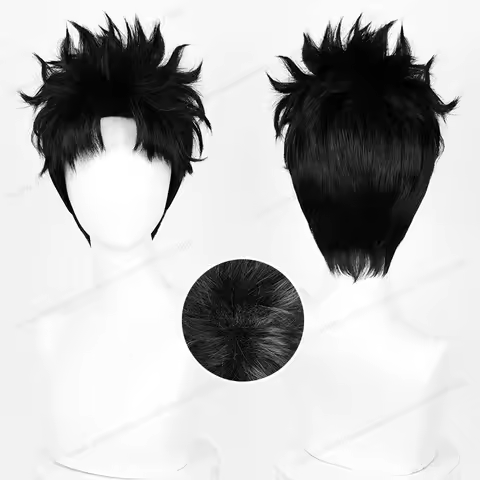 Okarun Cosplay Heat Resistant Synthetic Wig Anime 28cm Short Black Men Hair Halloween High Temperatu