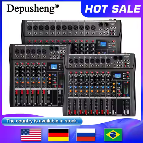 6//8/12 Channel Professional Audio Mixer Studio Audio Console USB MP3 Input 48v Phantom Power DJ Con
