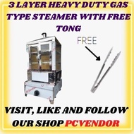 HEAVY DUTY PURE STAINLESS 3 LAYER GAS TYPE STEAMER BEST FOR SIOPAO / SIOMAI / HOTDOG