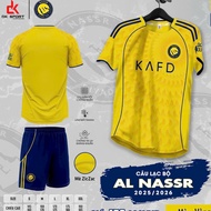 Yellow ALnassr Soccer Clothing (With Name and Number Printed) High Quality Sesame T-shirt with Embro