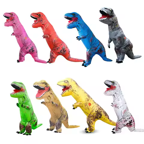 T-rex inflatable uit Tyrannosaurus Dinosaur Costume Child Kids Adult Role-playing Fancy Halloween Ma