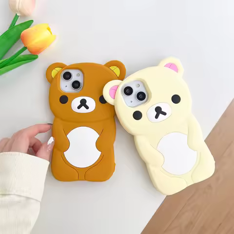 Kawaii Cartoon Rilakkuma Silicone Phone Case For iPhone 16 15 14 13 12 11 Pro Max X XS Max XR 6 7 8