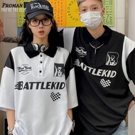 【From Perak】ProMan baju shirt lelaki Men's Short-Sleeved summer POLO Shirt Letter Print Men Women Sa