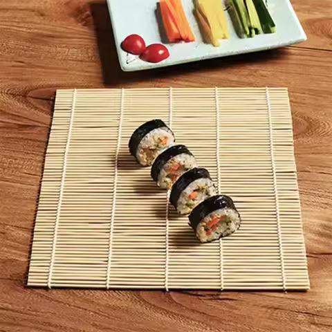 Exquisite Bamboo Sushi Mat with White Finish Seaweed Rice Roll Curling Non Stick Japanese Style Kitc