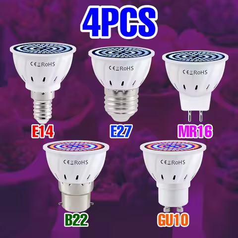 4 Pack LED E27/E26 Grow Light Bulb Indoor Plant Lamp Potted Flowers Cultivation Fill Lighting GU10 E