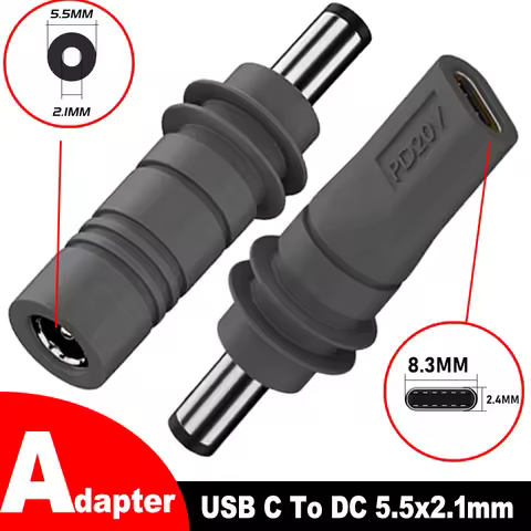 Type C to DC/D to D Power Adapter for Starlink PD100W USB C Female to DC5521 Male Connector Charge B