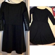 The little black dress subtle see throught floral lace rose Flower cute long sleeves  Onepiece Skate