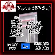 Top Seal Opp Plastic size 12x12, 12x18, 12x20, 12x21.5, 12.5x20, 12.5x21.5, 12x25 cm ~ Medium 20 Mic