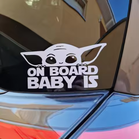 Cute Baby Yoda on Board Car Bumper Stickers Windows Decor Vinyl Decals Craft Cartoon Decoration