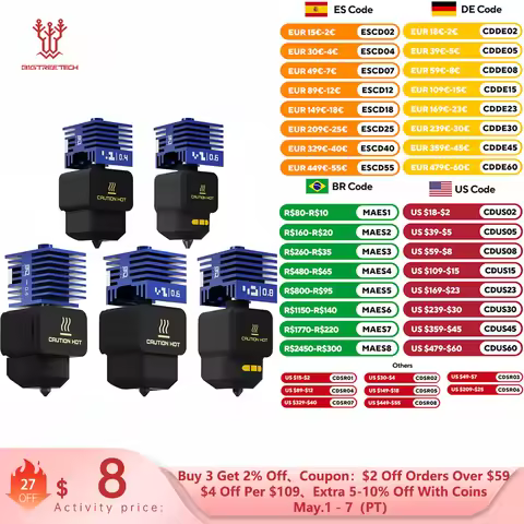 BIGTREETECH Panda Juicer Hotend Standard Flow 0.4/0.6/0.8mm Hardened Steel Nozzle For BambuLab X2D H