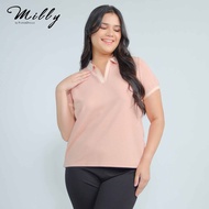 Milly Plus Size Ayzel Collared Knit Top with Contrast Edge