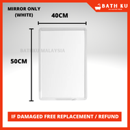 BATHKU Aluminium Bathroom Mirror Aluminium Mirror and Glass Shelf Set Black WHITE cermin bilik air R