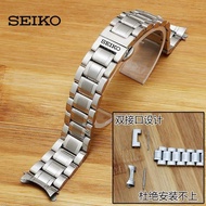 ✺❍☏ Seiko watch strap stainless steel solid watch strap SEIKO No. 5 steel belt curved mouth men's 20/21/22 steel bracelet 19