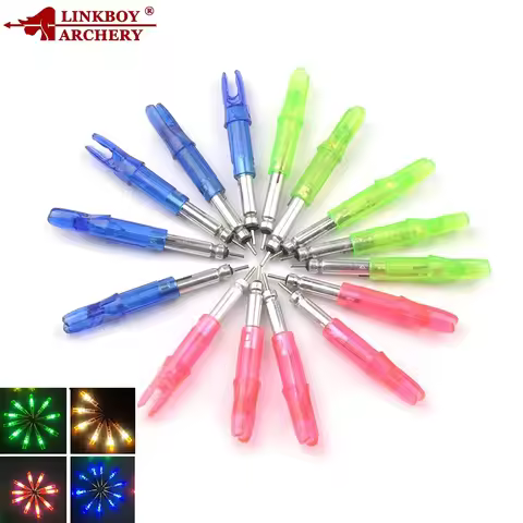 6pcs Archery ID6.2mm LED Lighted Arrow Nocks Tail Carbon Fiberglass Shafts Compound Crossbow Hunting