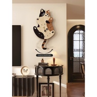 jam dinding aesthetic jam dinding besar Cat Living Room Creative High-End Clock