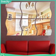 {livecity} 6Pcs/Set DIY Removable Home Room Wall Mirror Sticker Art Decor