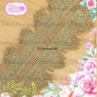 (Per Meter) RDT299 Gold Thread Center Embroidery Lace 8.5cm Wide