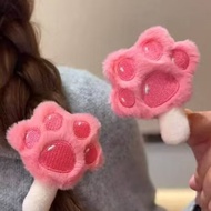 Sweet Cozy Pink Plush Popsicle Hair Clip Winter Fashion Accessory