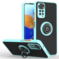 Xiaomi Redmi Note 11 11S Mi 12 Lite Pro Pro+ 5G Case Hard Matte Finish Cover Casing with 360 Rotaion Metal Finger Ring Stand