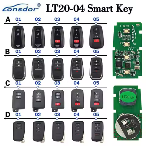 Lonsdor LT20-04 Universal Keyless Go Smart Remote Key 8A 4D All In One for Toyota for Lexus KH100+ K