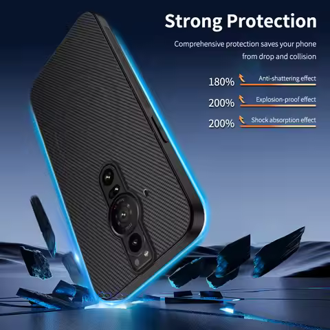 Cabon fiber Pattern Hard Plastic Case,Magnetic PU Leather Skin Back Cover For Sony Xperia Pro 1