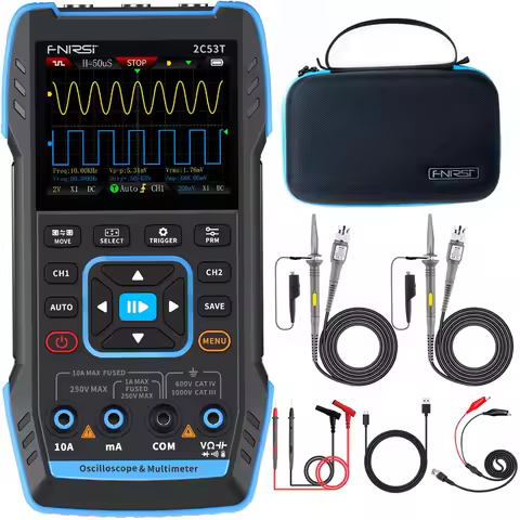 FNIRSI 2C53T Upgraded Handheld Oscilloscope 0MHz Bandwidth,3IN1 Digital Oscilloscope Multimeter DDS