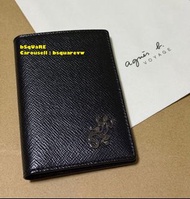 (最後1個) 清貨價 全新 AGNES B Card Holder 真皮 紋路 蜥蝪Logo  證件套 卡包 CARD HOLDER (保証正貨及全新) 黑色 ***不帶包裝盒***