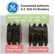 GE G.E. Bolt On Circuit Breaker 2 Pole 3 Pole Single Phase 15A 20A 30A 40A 50A 60A 70A 100A TQC