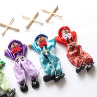 “{：+ Funny Colorful Pull String Puppet Clown Wooden Marionette Handcraft Toy Joint Activity Doll Kids Children Gifts