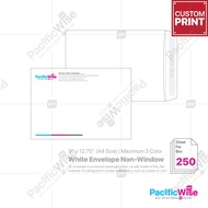 Customized Printing White Envelope Non-Window/Sampul Surat Percetakan Putih/9" x 12.75" (A4)