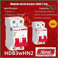 Mcb 2 Phase / 2 Pole Hdb3Whn2 Himel 6Ka 2A/4A/6A/10A/16A/20A/25A/32A/40A/50A/63A