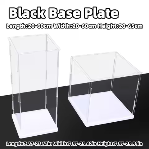 White Matte Base Stackable Assembled Clear Acrylic Display Case Dust Cover Storage for Decorative Cr