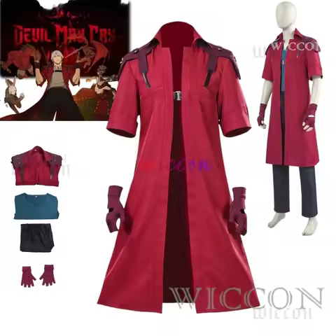 Anime DMC Dante Cosplay Costume Halloween Cosplay Costume Full Set 3 Dante Cosplay Jacket Gloves Hal