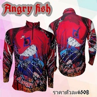 เสื้อตกปลาแขนยาว JK Thailand กันยูวี ลาย ANGRY FISH  ป้องกันรังสี UV 80% แห้งเร็ว