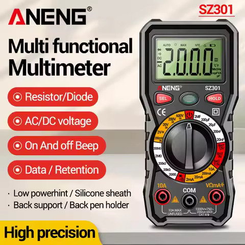 ANENG SZ301 Digital Multimeter Multi range AC/DC Voltage Current Resistance Automatic Ohm Current Me