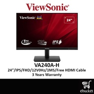 Viewsonic VA240A-H VA240AH @120Hz LED FULL HD IPS LCD Monitor FREESYNC (24''/1ms/FHD/120Hz) Computer