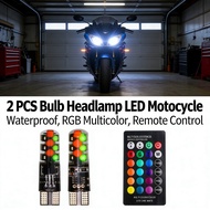 T10 LED Bulb Multicolor Waterproof RGB Headlamp Car Motocycle Remote Control RGB