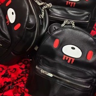 Y2K Black PU Leather Bear Backpack Kawaii Creepy Cute Goth Punk Doll Bag Harajuku Streetwear Emo Gru