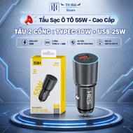 (Z88) 55W Premium Car Charger with 2 USB + Type-C Ports Supports Fast Charging for Many Current Char