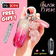 【Mr.Key】Chromium Gradient Black Pink Key Case for Porsche Cayenne Macan Boxster Cayman Panamera 911 