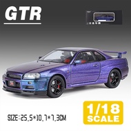 LEO 1:18 Nissan GTR R34 Diecast โมเดล รถอัลลอยด์รถยนต์ของเล่นคอลเลกชันของขวัญสําหรับเด็กชายสาว ของเล