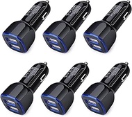 USB Car Charger, [6Pack/2.4a] Fast Charge Dual Port Lighter Plug USB Adapter 12 Volt USB Outlet for for iPhone 14 13 12 11 Pro Max 10 SE XR XS X 8 7 Plus 6 6s, iPad, Samsung Galaxy S22 S21 S20 S10 S9