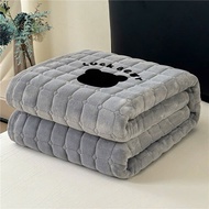 Bear Embroidered Cotton Snow Fur Velvet Carpet, Bed Carpet, Floor Carpet