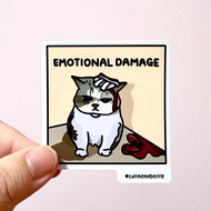 (SG) Corporate Humor Cat Meme Sticker "emotional damage" Waterproof Vinyl Sticker (1 Piece)