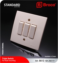 SAKLAR BROCO 3 GANG SAKLAR TRIPLE BROCO STANDARD SERIES - 6613