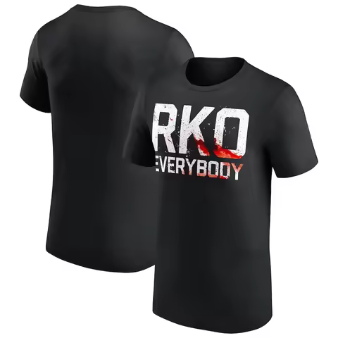 Summer Best-selling High-quality Men's Black Randy Orton "Bloody RKO" Printed T-shirt, Fashionable S