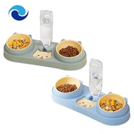 Double Dog Cat Bowls with Water Dispenser Tilted Cat Food Dishes for Pet Easily Detached Wet and Dry Food Bowl