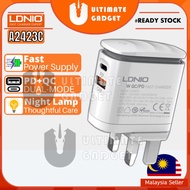 LDNIO Charger A2423C Fast Charger Adapter PD + QC3.0 Type-C Fast Charging Charger 22.5W Power LED La