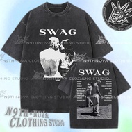 24h Shipping N9THNOVA SWAG Hip Hop Music Print Washed Cotton T-shirt Retro Rap Streetwear Tee 8 T Sh