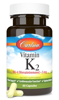 Carlson - Vitamin K2 MK-4 (Menatetrenone), 5 mg, Vitamin K Supplement, Bone Support, K2 Vitamin, Soy